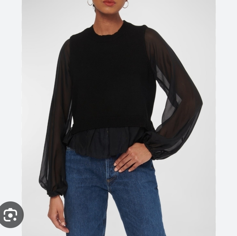 Cami NYC Meli Merino Wool Chiffon Combo Sweater in Black size XS